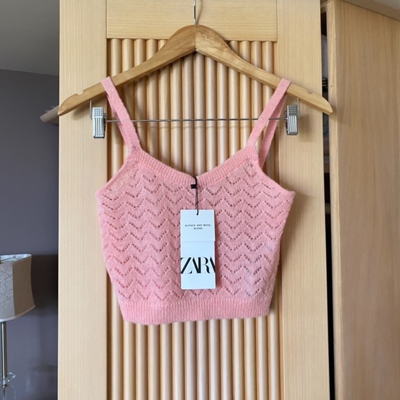 Zara Tops - Zara alpaca wool pointelle knit tank pink